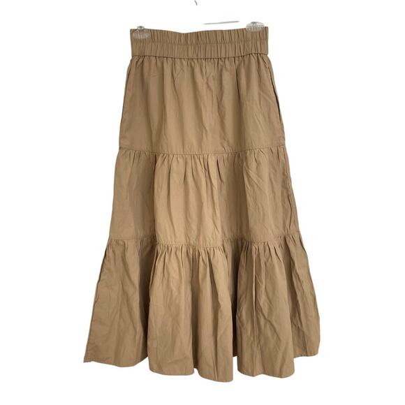 Brochu Walker The Havana Tiered Button Maxi Midi Skirt Tan - Picture 7 of 9